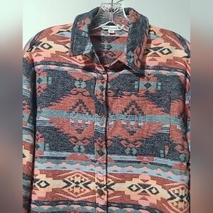 Mountain And Isles Men’s Southwestern Multicolor Flannel Button Down Shirt, L!🍁